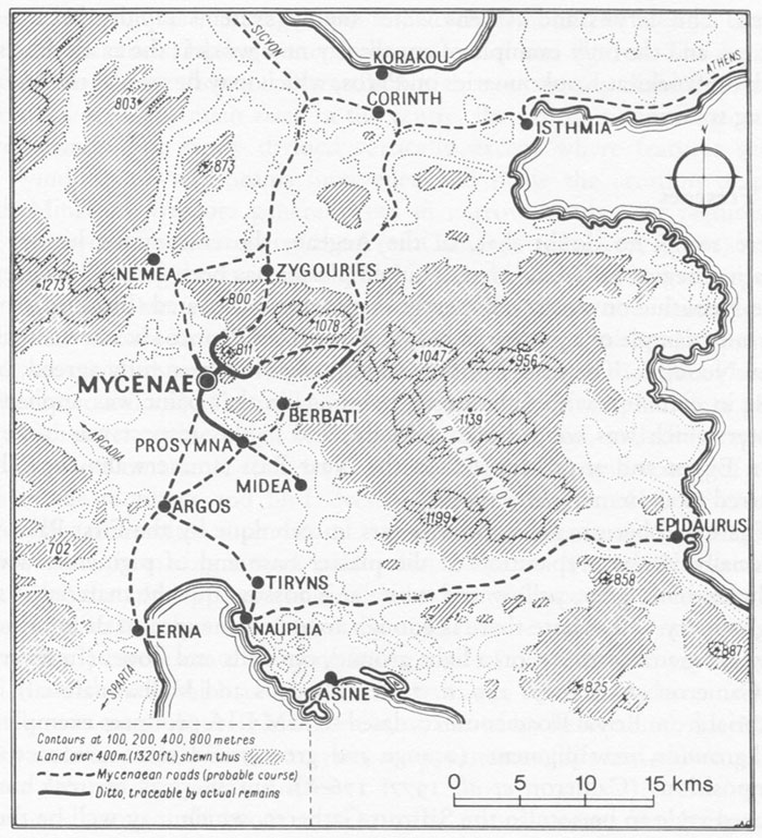 Mycenae Archaeology Department Dickinson College Map Of Mycenae Road System 